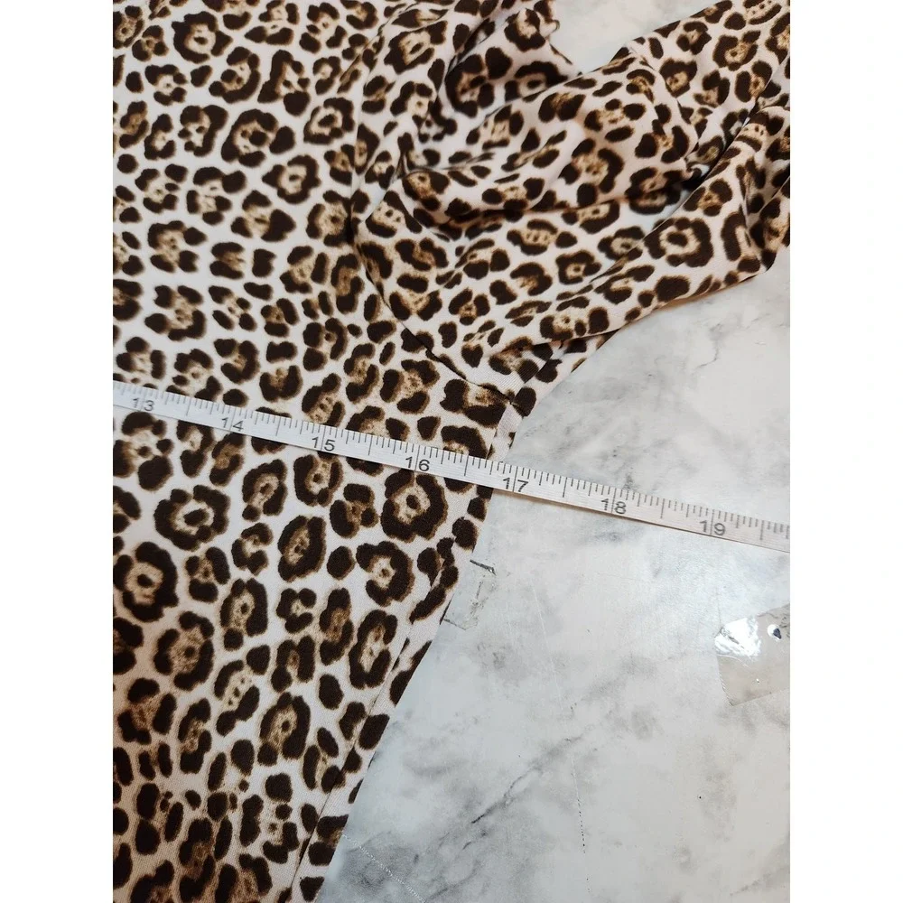 Michael Kors Womens XS Brown Leopard Print Long Sleeve Mini Dress Sheath Stretch